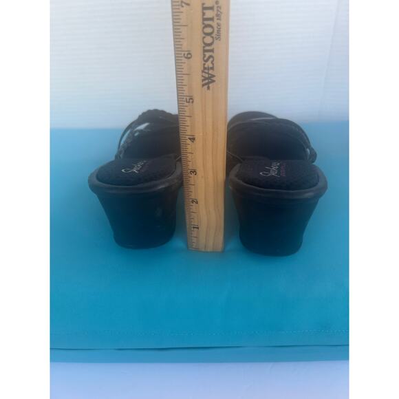 Skechers Black Cali Rumblers Social Butterfly Slide Wedge Comfort Sandals Sz 9 - Picture 7 of 11